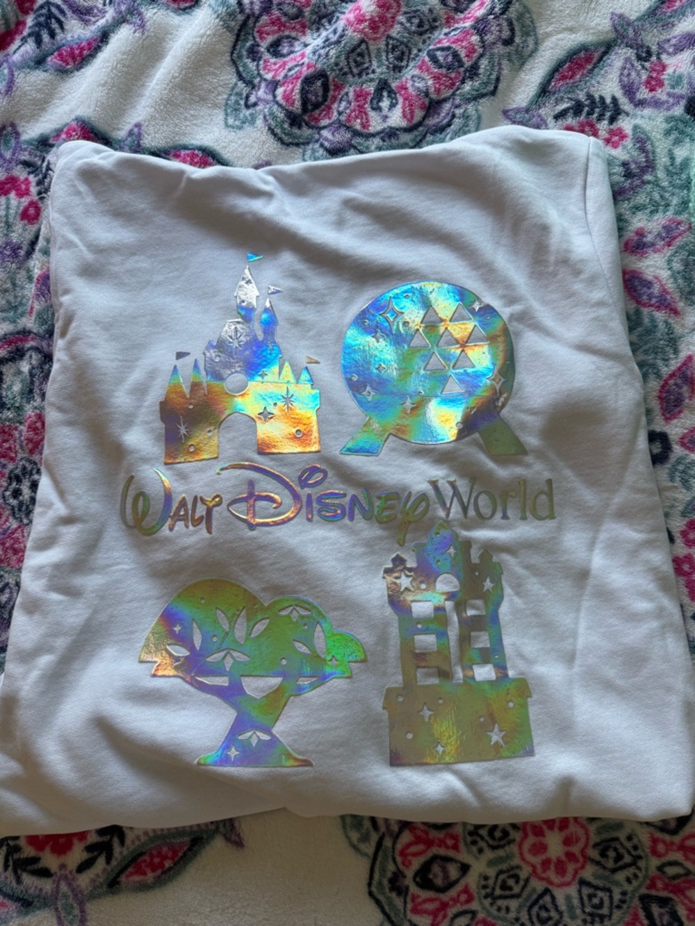 Disney Zip Up Hoodie with Holographic Walt Disney World Icons